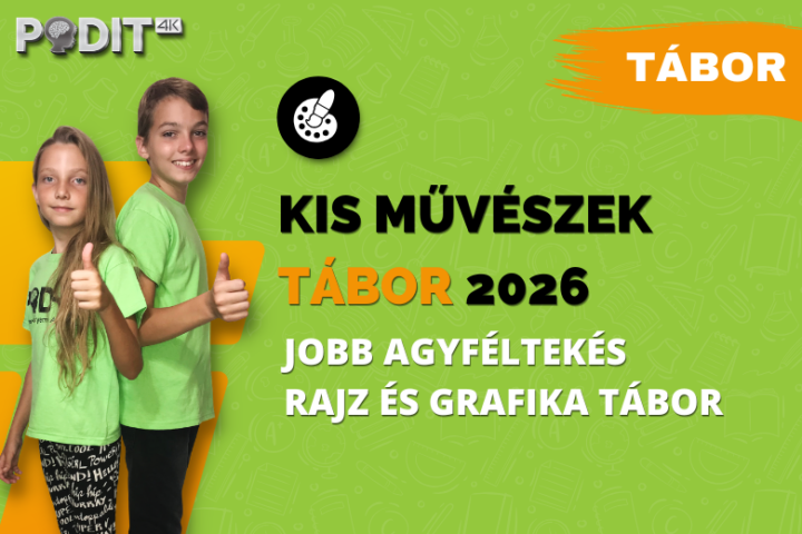 PODIT Kis művészek Tábor 2026 – jobb agyféltekés rajz és grafika tábor